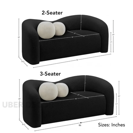 Nuvira 62" Wabi-Sabi Sculptural Curved Loveseat – Japandi Organic 2-Seater Sofa for Living Room