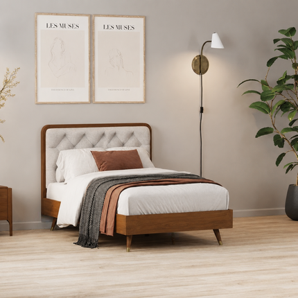 OakBliss Upholstered Diamond-Tufted Platform Bed for Luxe Bedrooms