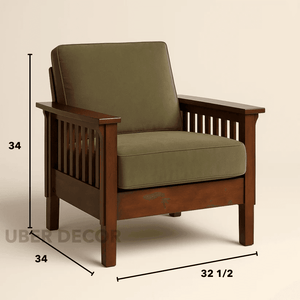 Talia- Solid Wood Modern Fusion Reclined Back Upholstered Armchair for Living Room or Bedroom - Uber Decor
