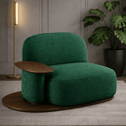 Orbitra Lounge Chair Minimalist Modern Accent with Sculptural Platform Base for Living Room and Bedroom Interiors