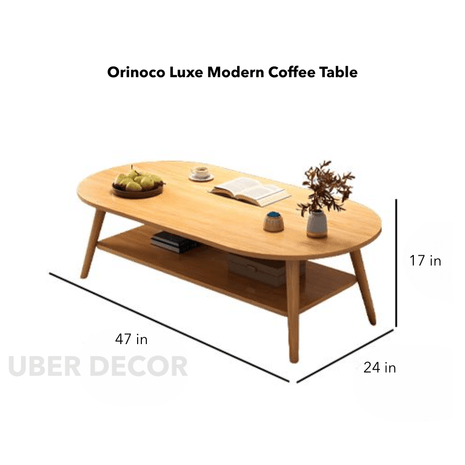 Orinoco Luxe Modern Coffee Table Polished Walnut Veneer Top with Brass Trim Versatile Round Centerpiece for Living Room or Dressing Corners - Uber Decor