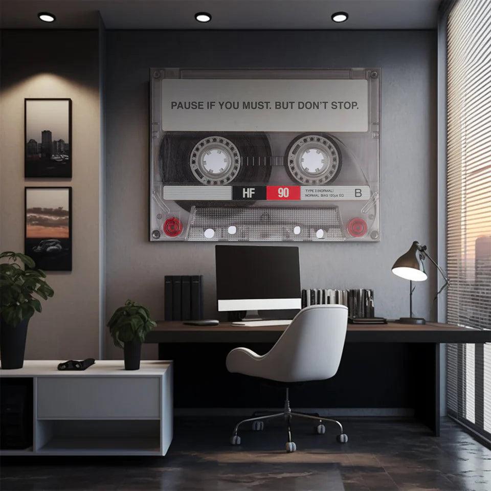 Pause if you Must Cassette Tape Canvas Wall Art - Uber Decor