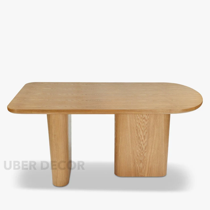 Elvon Dining Table Soft Edge Slab Design Mid Century Modern Scandinavian Inspired Solid Wood Dining Table for Dining Room