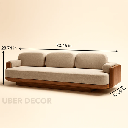 Pondicherry 3-Seater Modern Wooden Sofa Minimalist Luxury Couch for Living Room