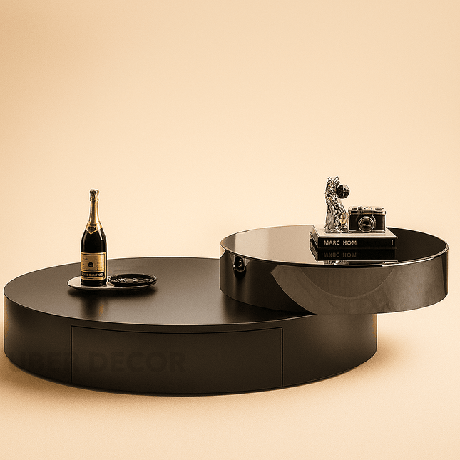 Po River Elevato Modern Minimalist Standing Coffee Table Italian Japanese Fusion Oak Veneer Top Matte Finish for Kitchen Office Living - Uber Decor