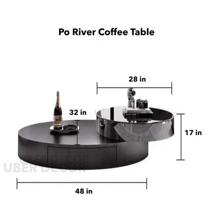 Po River Elevato Modern Minimalist Standing Coffee Table – Italian-Japanese Fusion Design with Oak Veneer Top, Matte Finish – Ideal for Kitchen, Office, and Living Spaces