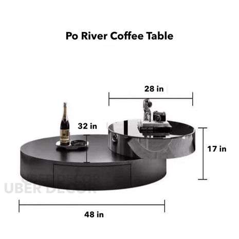 Po River Elevato Modern Minimalist Standing Coffee Table Italian Japanese Fusion Oak Veneer Top Matte Finish for Kitchen Office Living - Uber Decor