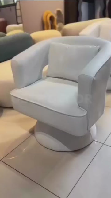 Ravelle- Modern U-Back Accent Chair with Upholstered Round 360 Revolving Swivel Barrel Armchair for Living Room