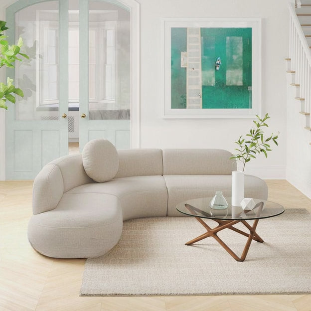 Canterbury Curved Sectional Sofa Couch Japandi Wabi Sabi Style Modern Luxury Furniture for Living Room