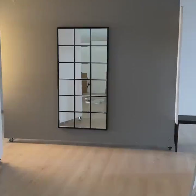 PanePerfection: Window-Style Metal Frame Grid Style Full-Length Mirror for Foyer, Bedroom or Balcony