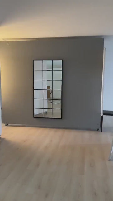 PanePerfection: Window-Style Metal Frame Grid Style Full-Length Mirror for Foyer, Bedroom or Balcony