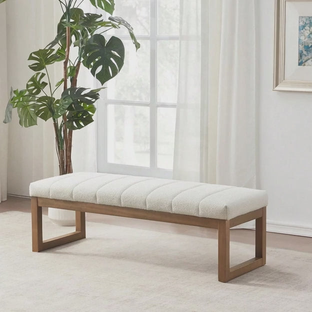 Artisan Weave Upholstered Bench Scandinavian Modern Living Dining Entryway Furniture