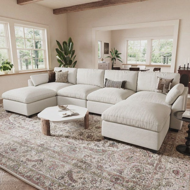 Colmar U-Shaped Sectional Sofa Couch Modern Minimalist Contemporary Luxury Furniture for Lounge, Suite, and Family Living