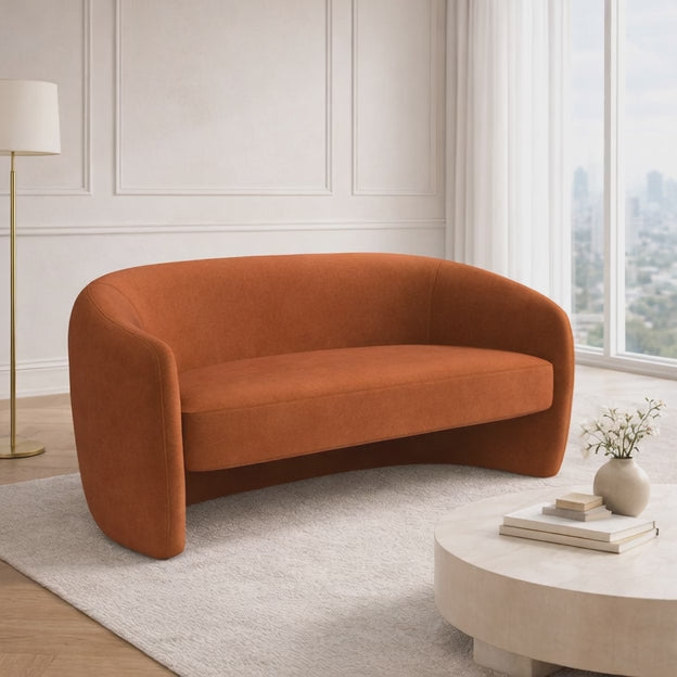 Bergen 61" Upholstered 2 Seater Loveseat Elegant Sculptural Sofa for Living & Lounge