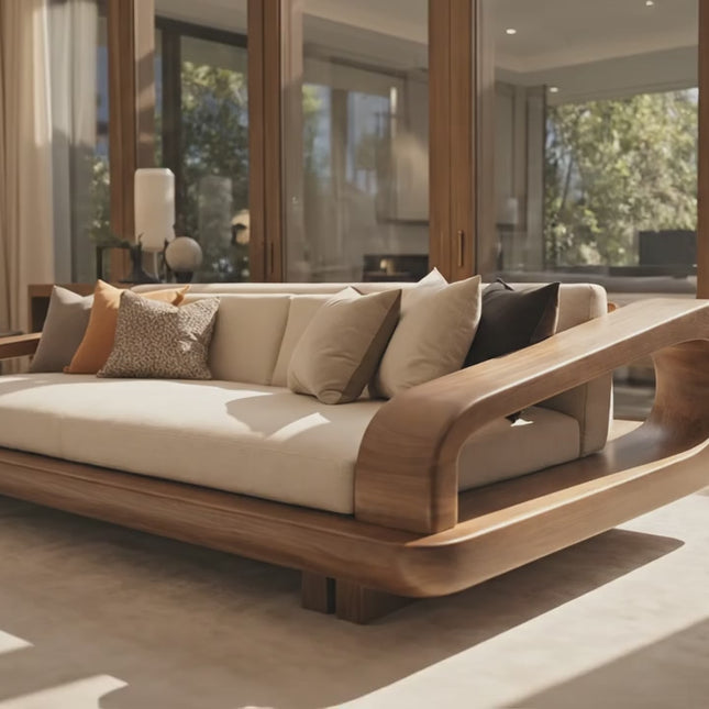 Toronto Luxury Wooden Sofa Sculptural Modern Couch for Living Room