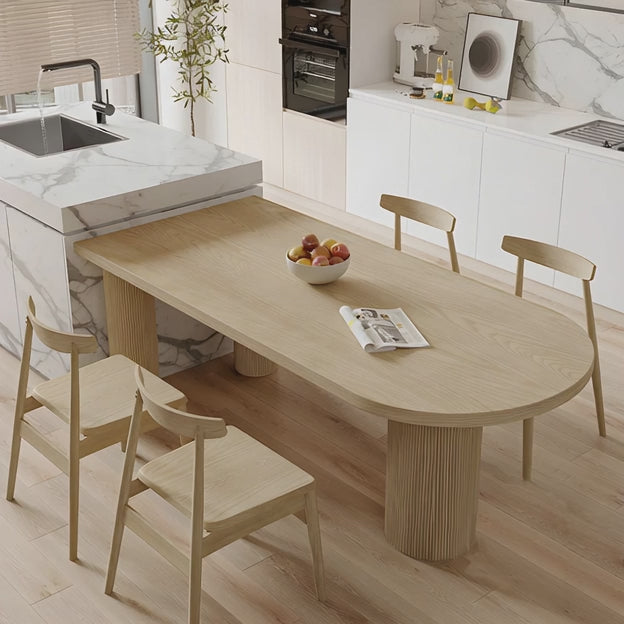 Aureva Oval Dining Table Contemporary Architectural Design Solid Base Made to Order Dining Table for Dining Room and Kitchen Dining Area