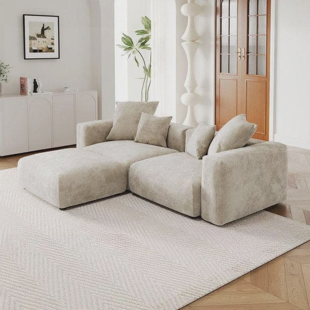 Sochi Sectional Sofa Couch with Lounger Japandi Modern Minimalist Luxury Furniture for Lounge, Suite, and Studio