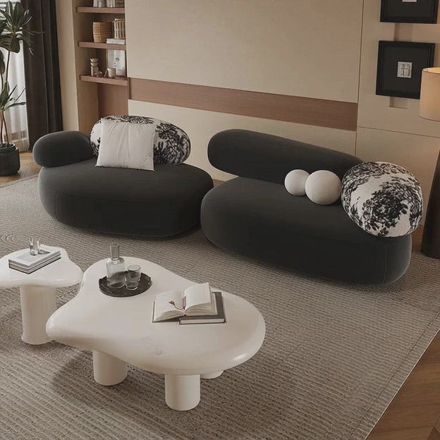 Bilbao 2-Seater Retro Pebble Sofa Special-Shaped Minimalist Couch for Small Apartments, Homestays, Beauty Salons, and Reception Areas