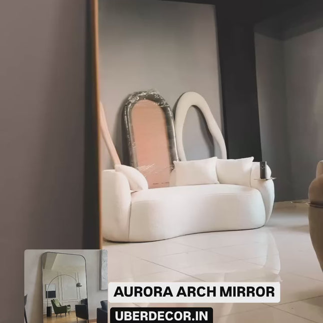 Aurora Arch- Round Edged Rectangle Standing Floor Mirror- Big Sized Mirror for Bedroom, Clothing Store or Wardrobe Area