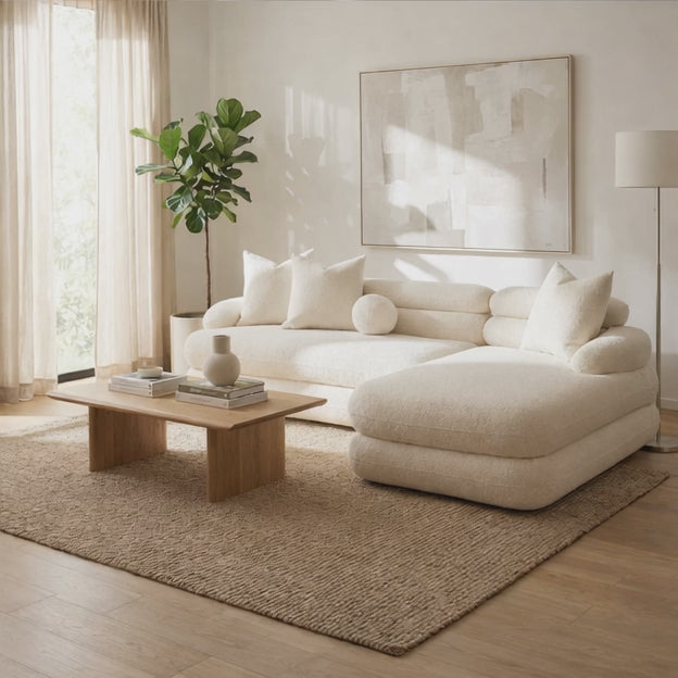 Lemgo Sectional Sofa Couch with Lounger Japandi Modern Minimalist Luxury Furniture for Living Room