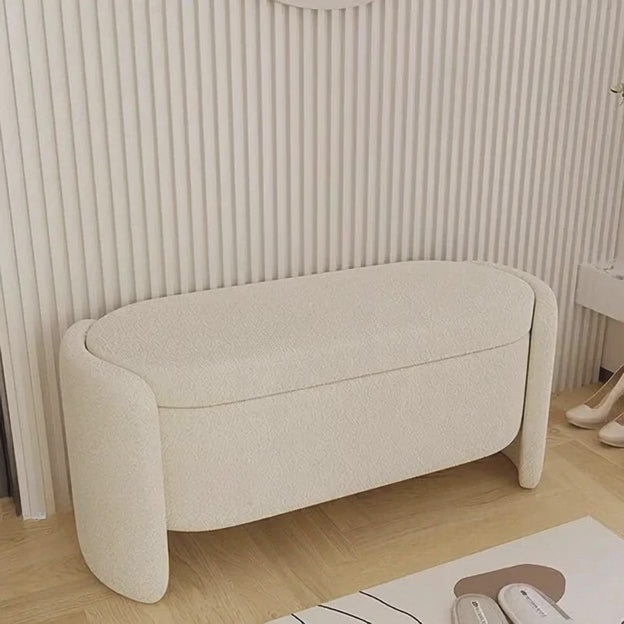Isla Oval Storage Bench with Sculptural Curved Sides Modern Minimalist Organizer for Hallways, Bedrooms & Compact Living Spaces