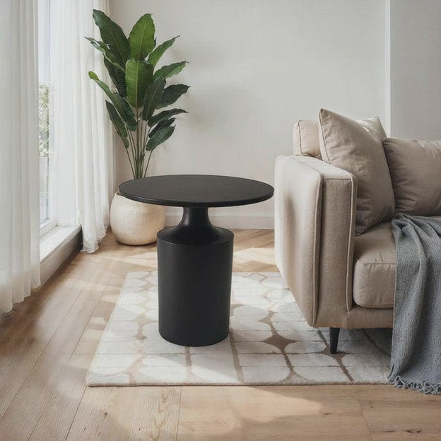 The Atlas Cylinder – Custom Cylindrical Base Side Table in Mid Century Modern Style for Living Room