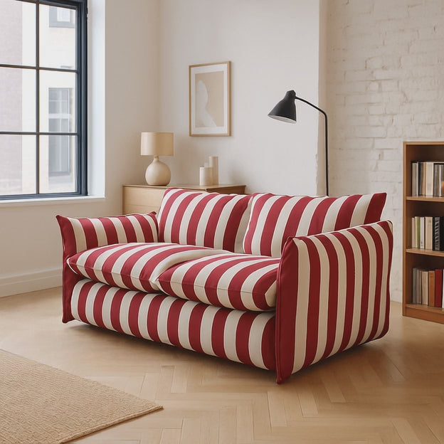 Helsinki Vintage Striped Sofa Modern Retro Accent Couch for Living Room or Lounge