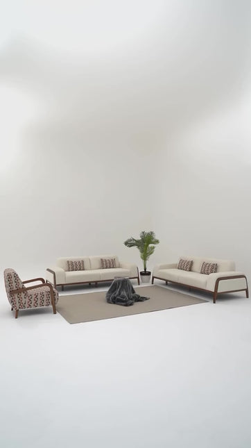 Andria Mid-Century Modern Sofa Wooden Frame Minimalist Couch for Living Room