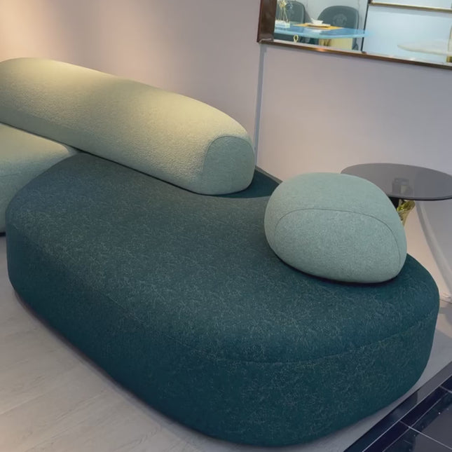 Pebble Cobblestone Curved Fabric Sofa – Artistic Rock-Inspired Modular Design Sofa Set for Living Room