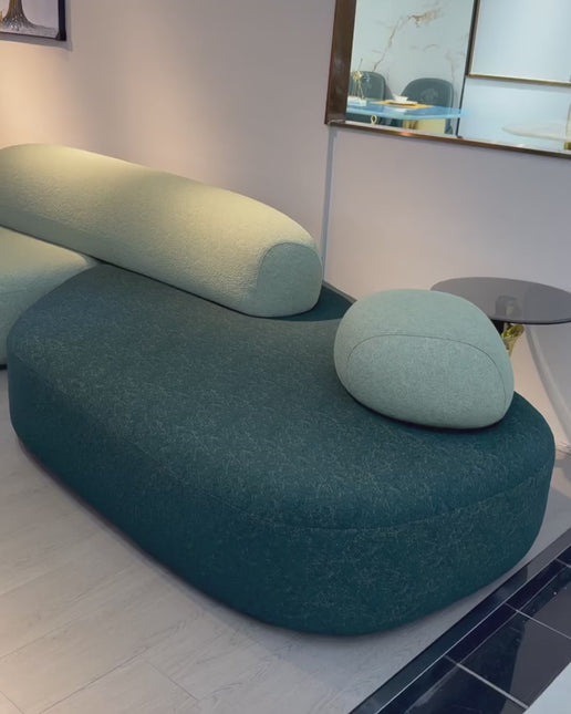 Pebble Cobblestone Curved Fabric Sofa – Artistic Rock-Inspired Modular Design Sofa Set for Living Room