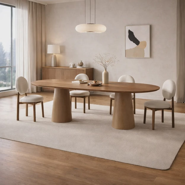 Orla Haven Oval Dining Table Japandi Scandinavian Design Premium Finish Sculptural Pedestal Base Ideal for Dining Room