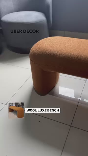 Wool Luxe Hallway Ottoman Bench| Boucle Dresser & Living Room Stool | Versatile Bedroom Makeup Bench
