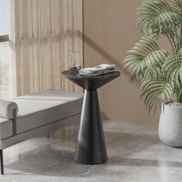 The Aria Cone End Table – Custom Wooden Conical Pedestal in Japandi Scandinavian Style for Living Room, Bedroom, or Lounge