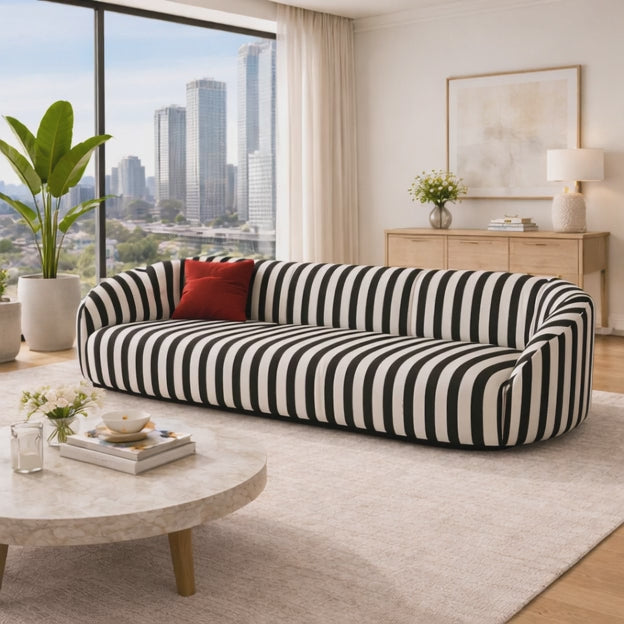 Varanasi 84 inch 3-Seater Modern Sofa Striped Statement Couch for Living Room
