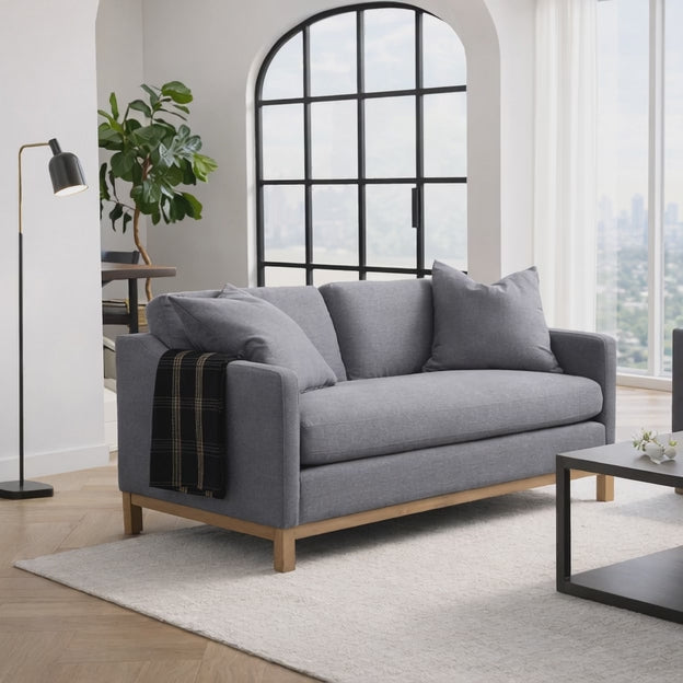 Sibari 64" Upholstered 2-Seater Couch Modern Wooden Base Sofa for Living Rooms