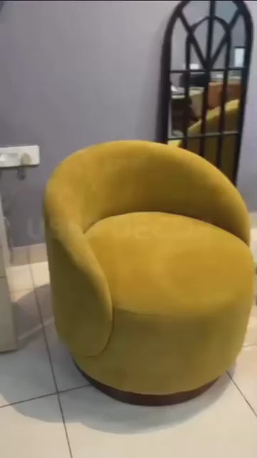 Amira Modern Fabric Swivel Accent Chair- Round Barrel Armchair Upholstered Chair for Bedroom, Reading, Waiting, Living Room