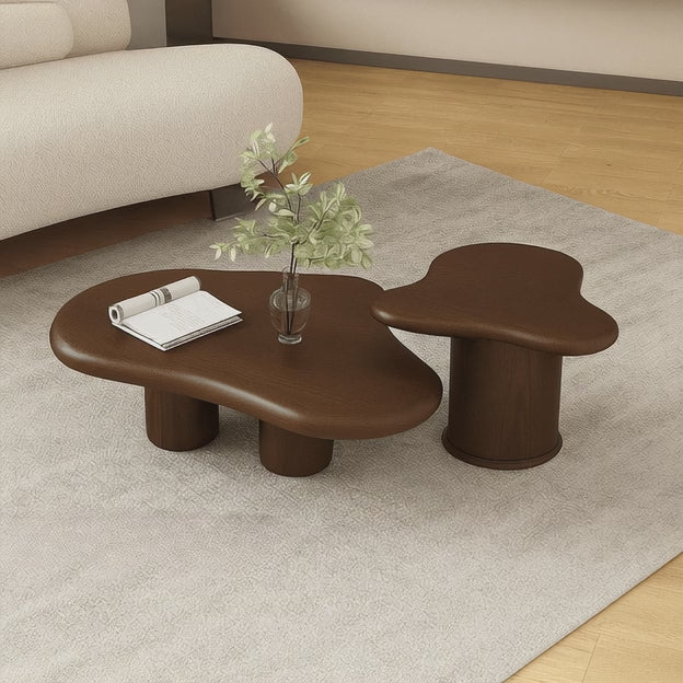 Zeya Cloud Coffee Table High Low Sculptural Combination Rounded Legs Nordic Minimalist Accent for Modern Living Rooms