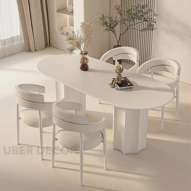 Caldera Oval Dining Table Contemporary Minimalist Design Sculptural Pedestal Base Ideal for Dining Room