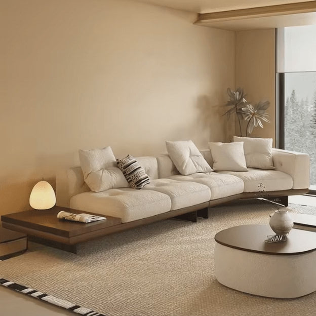 Cartagena Sectional Sofa with Chaise & Built-In Side Table Modern Japandi-Inspired Living Room Sofa