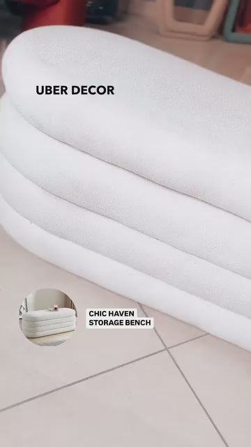 Chic Haven Boucle Storage Ottoman Bench - Modern Ottoman Stool Bench Chair Sofa for Foyers and Living Rooms