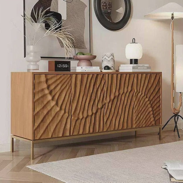 Riva Wave Mid Century Modern Solid Wood Cabinet Ideal for Living Room, Dining Room & Entryway