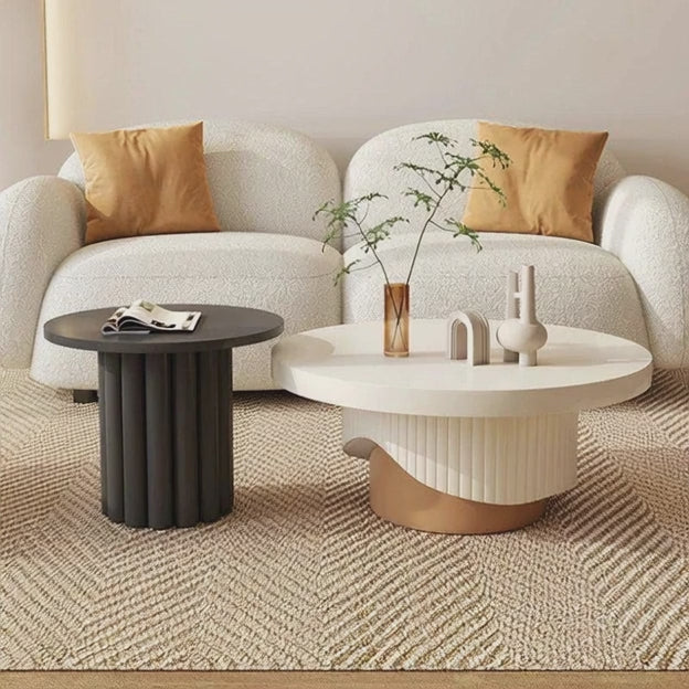 Seine Blanc Nordic Minimalist Round Coffee Table Matte Finish for Living Room and Bedroom