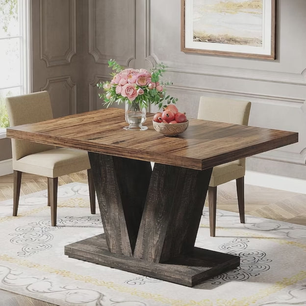Gentlewood Dining Table Modern Mid Century Scandinavian Style With Solid Wood Legs for Dining Room Kitchen Dining Area