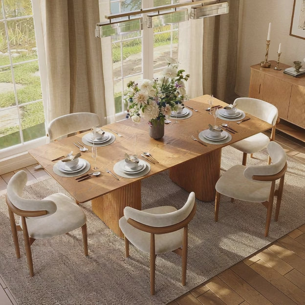 Warmfield Rectangular Wood Dining Table Modern Solid Wood Dining Table with Sculpted Base for Elegant Dining Spaces