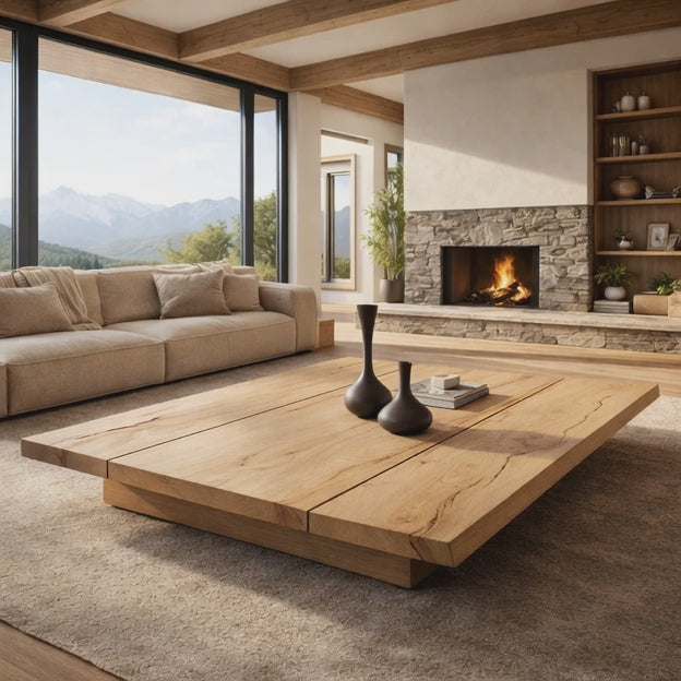 Delaware Rustic Modern Scandinavian Japandi Low Profile Center Table for Living Room