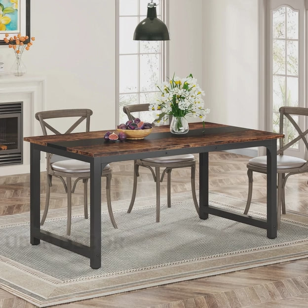Homestead Forge Dining Table – Rustic Industrial Charm for Warm Gatherings