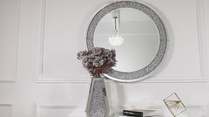 Apollo's Charm: Circular Crushed Glass Crystal Mirror