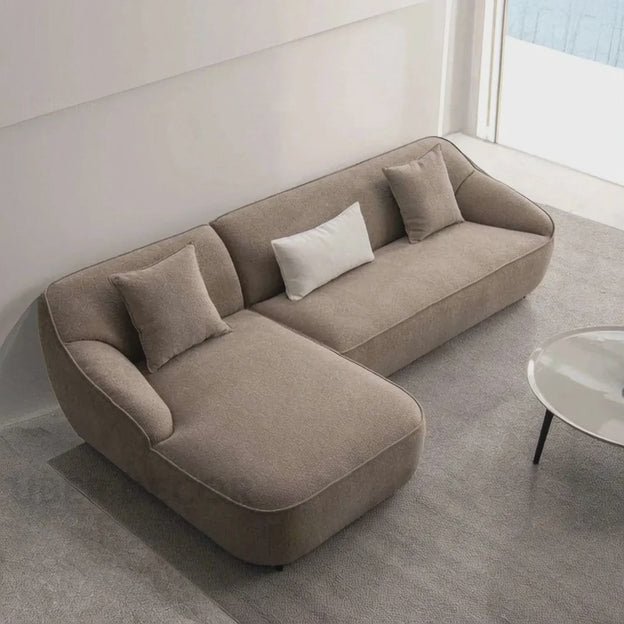 Madera 5 Seater Modern L Shaped Sofa with Rounded Corners and Lounger for Living Room