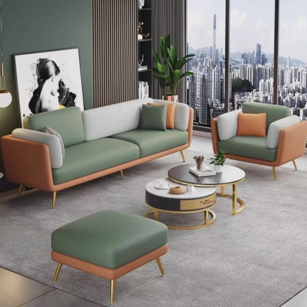 Lyon 3-Seater Modern Sofa Two-Tone Designer Couch with Robust Frame & Gold Legs for Living Room