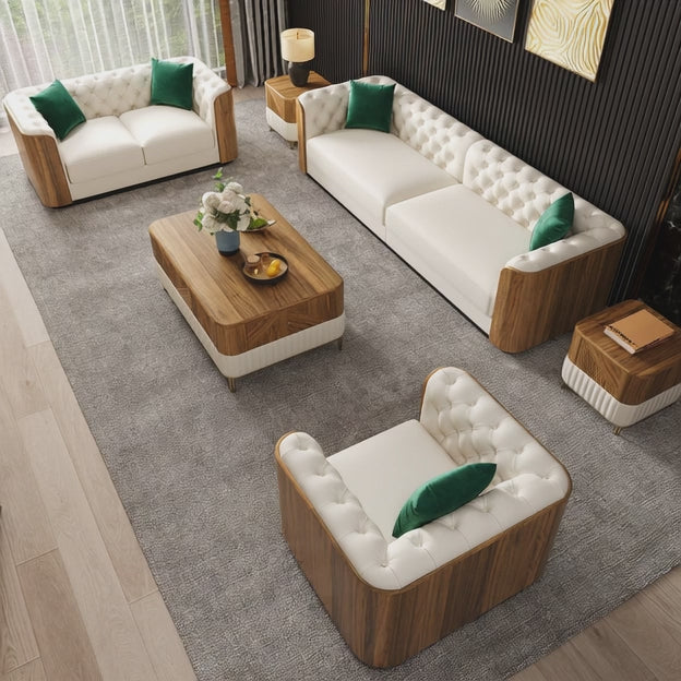 Lublin Luxury Modern Sofa Set for Living Room with Tufted Upholstery and Wooden Frame